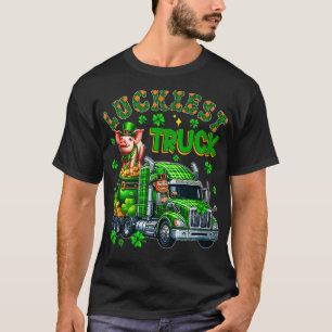 Luckiest Truck St Patricks Day Pig Farmer Driver F T-Shirt