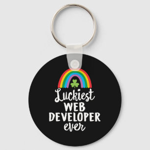 Luckiest Web Developer Ever St Patrick Day Shamroc Keychain