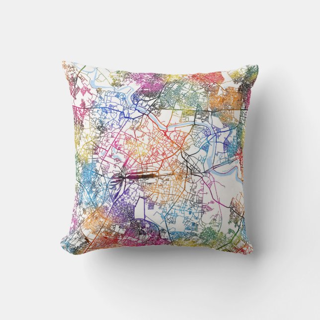 Lucknow Uttar Pradesh City Map Throw Pillow (Front)