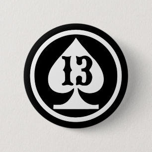 LUCKY 13 SPADE 2 INCH ROUND BUTTON