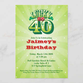 Lucky 40 - Invitation personnalisée à la fête d'an