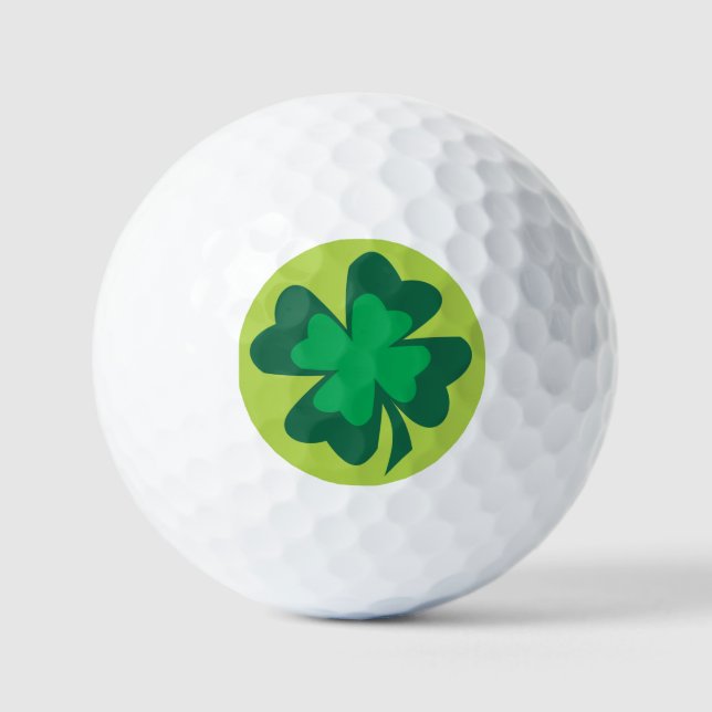 Lucky 4 Leaf Clover On Lime Green Background Golf Balls (Front)