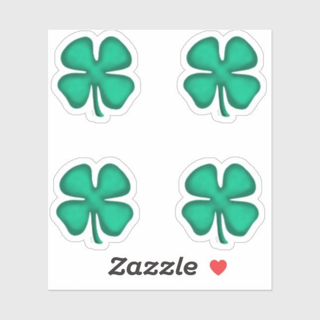 Lucky 4 Leaf Irish Clover 4 petits autocollants de (Feuille)
