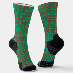 Lucky 4 Leaf Irish Clover brown performance socks