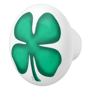 Lucky 4 Leaf Irish Clover ceramic knob