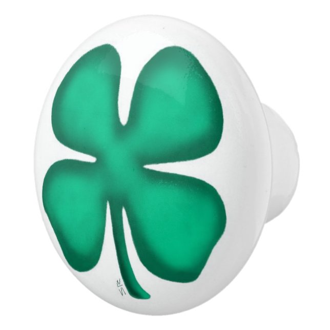 Lucky 4 Leaf Irish Clover ceramic knob (Right)
