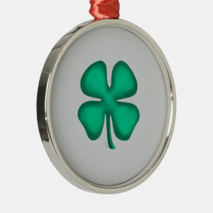 Lucky 4 Leaf Irish Clover gray rd premium ornament