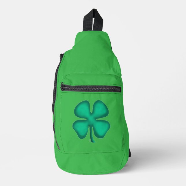 Lucky 4 Leaf Irish Clover green backpack (Front)