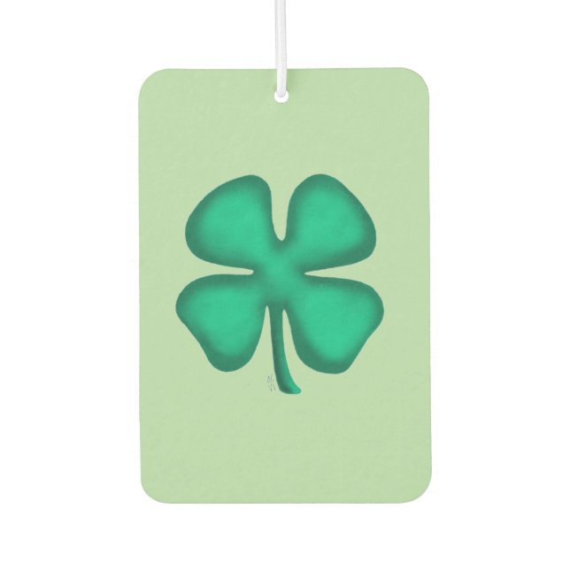 Lucky 4 Leaf Irish Clover green car air freshener (Front)