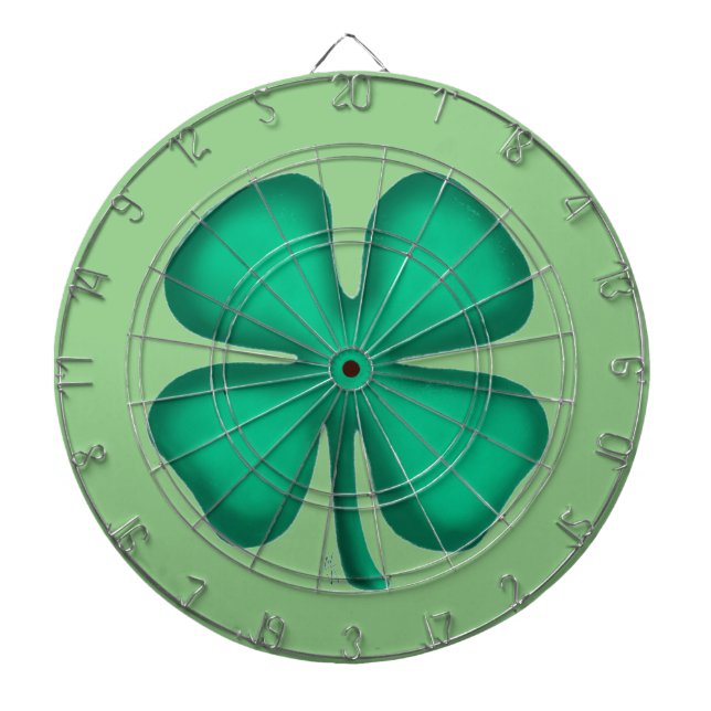 Lucky 4 Leaf Irish Clover green dartboard (Front)