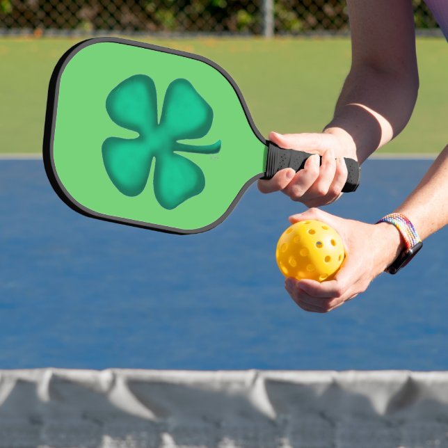 Lucky 4 Leaf Irish Clover green pickleball paddle  (Insitu)