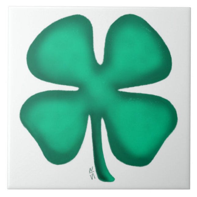 Lucky 4 Leaf Irish Clover large tile (Front)
