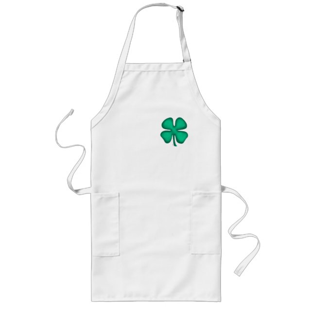 Lucky 4 Leaf Irish Clover long chef apron (Front)