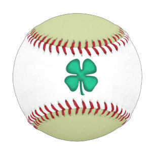 Lucky 4 Leaf Irish Clover lt green white baseball