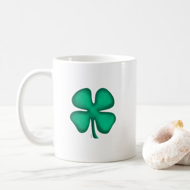 Lucky 4 Leaf Irish Clover mug (Avec donut)