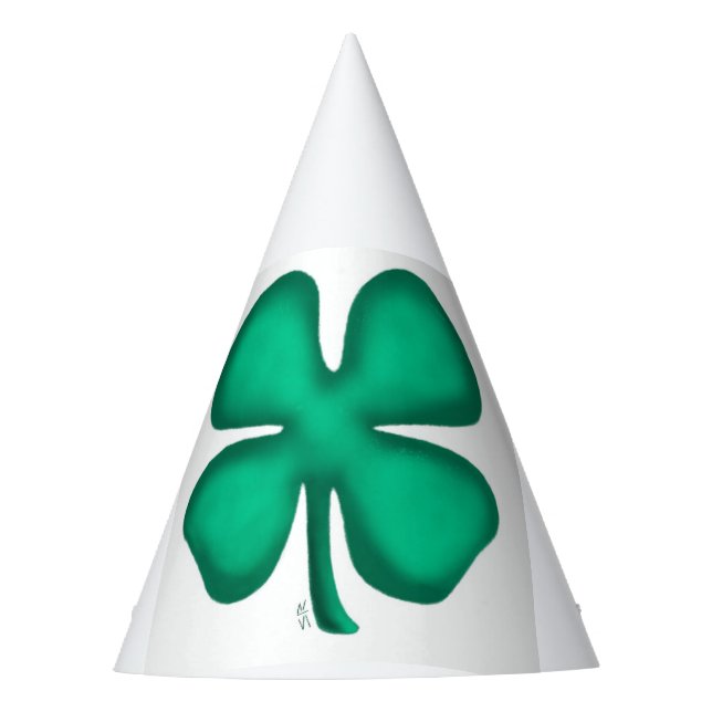 Lucky 4 Leaf Irish Clover party hats large clover (Front)