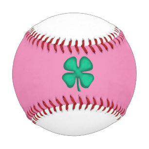 Lucky 4 Leaf Irish Clover pink baseball