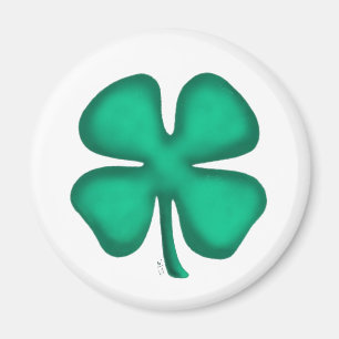 Lucky 4 Leaf Irish Clover round magnet