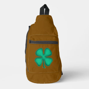 Lucky 4 Leaf Irish Clover sac à dos brun