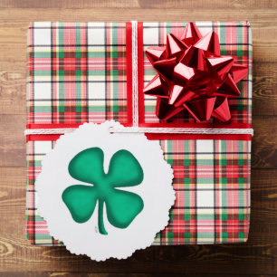 Lucky 4 Leaf Irish Clover scalloped paper ornament Card