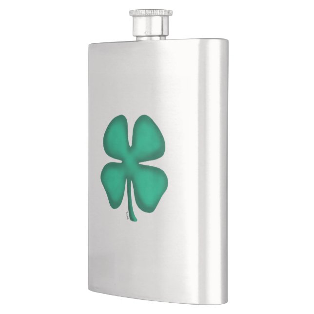 Lucky 4 Leaf Irish Clover stainless steel flask (Left)