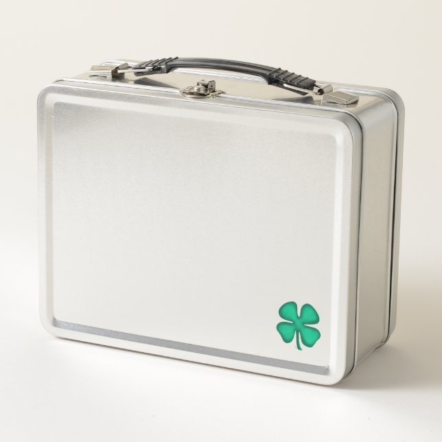 Lucky 4 Leaf Irish Clover stainless stl lunchbox (Front)