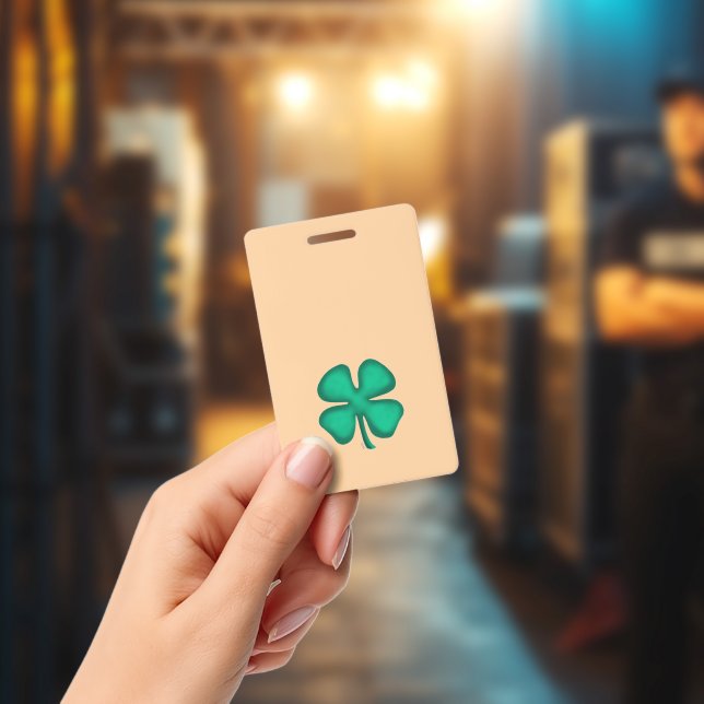 Lucky 4 Leaf Irish Clover tan badge vertical (Concert)
