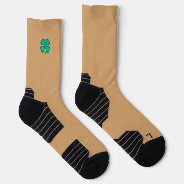 Lucky 4 Leaf Irish Clover tan performance socks (Right)