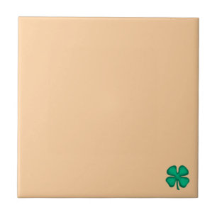 Lucky 4 Leaf Irish Clover tiny tan small tile