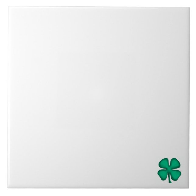 Lucky 4 Leaf Irish Clover tiny white large tile (Front)