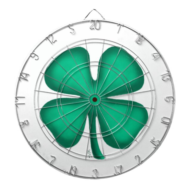 Lucky 4 Leaf Irish Clover white dartboard (Front)