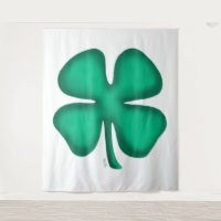 Lucky 4 Leaf Irish Clover white tapestry
