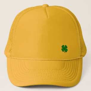 Lucky 4 Leaf Irish Clover yellow foam trucker hat