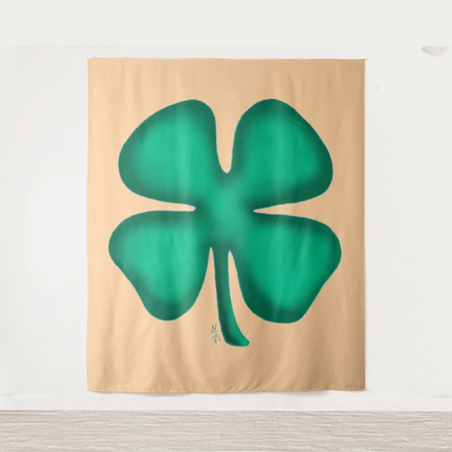 Lucky 4 Leaf Irlandais Clover tan tapisserie (Devant)