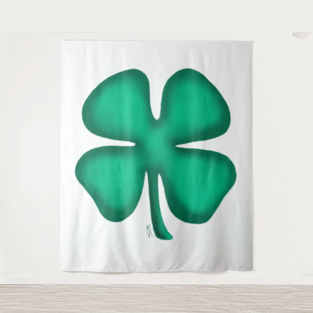 Lucky 4 Leaf Irlandais Clover tapisserie blanche (Devant)