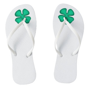 Lucky 4 Leaf Irlandais Clover tongs blancs