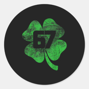 Lucky 67 Clover Green Shamrock St Patrick Vintage  Classic Round Sticker