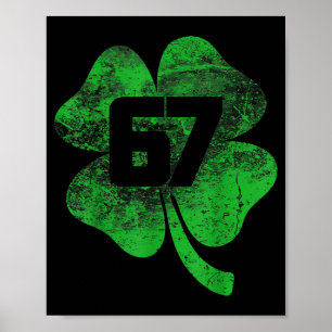 Lucky 67 Clover Green Shamrock St Patrick Vintage  Poster