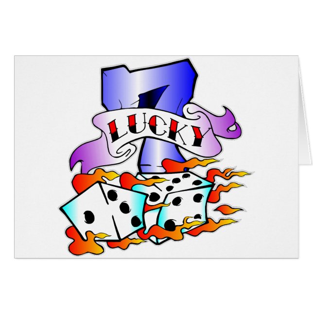 Lucky 7 & Dice Tattoo (Front Horizontal)