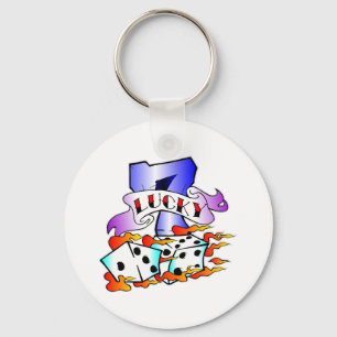 Lucky 7 & Dice Tattoo Keychain