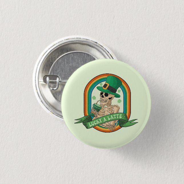 Lucky A Latte 1 Inch Round Button (Front & Back)