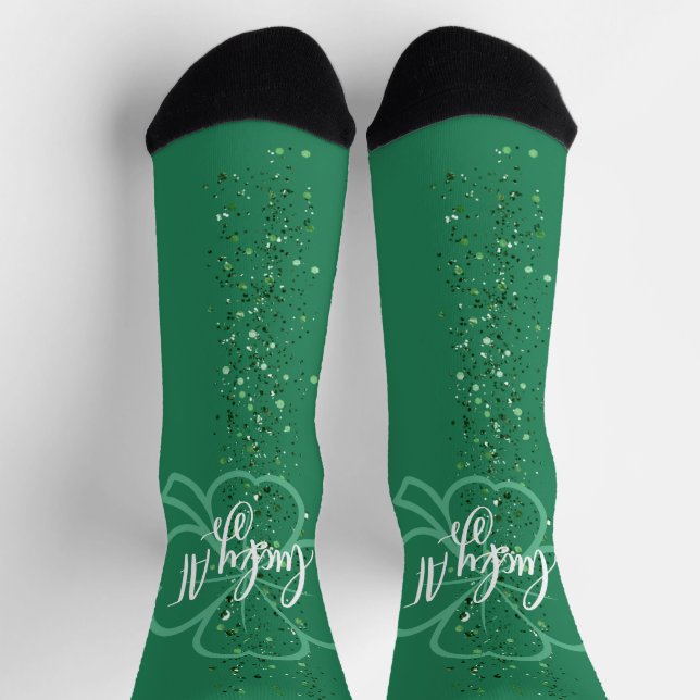 Lucky AF | Cute St Patricks Day Irish Quote Socks (Top)