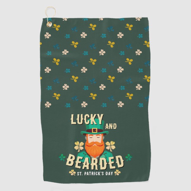 Lucky and Bearded St. Patrick’s Day Leprechaun Golf Towel (Front)