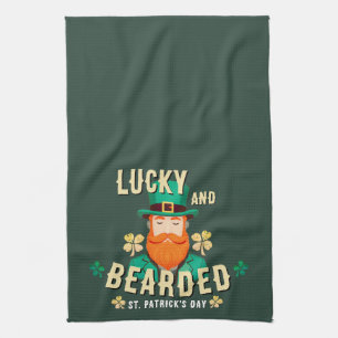 Lucky and Bearded St. Patrick’s Day Leprechaun Kitchen Towel