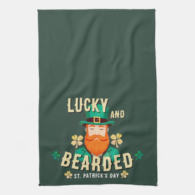 Lucky and Bearded St. Patrick’s Day Leprechaun Kitchen Towel (Vertical)