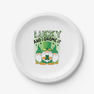 Lucky And I Gnome It St Patrick's Day T Shirt Paper Plate