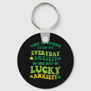Lucky Anxiety St Patricks Day Funny Shamrock Clove Keychain