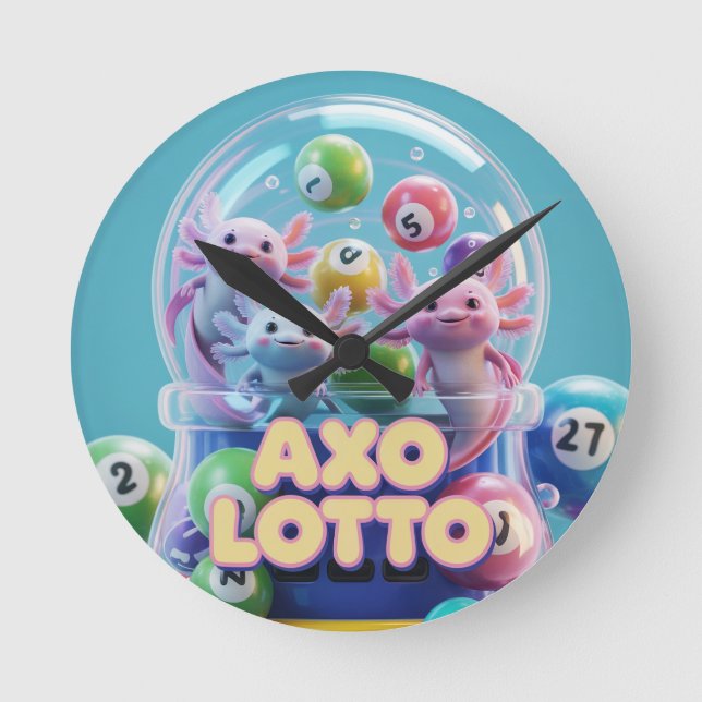 Lucky Axolotl  Round Clock (Front)