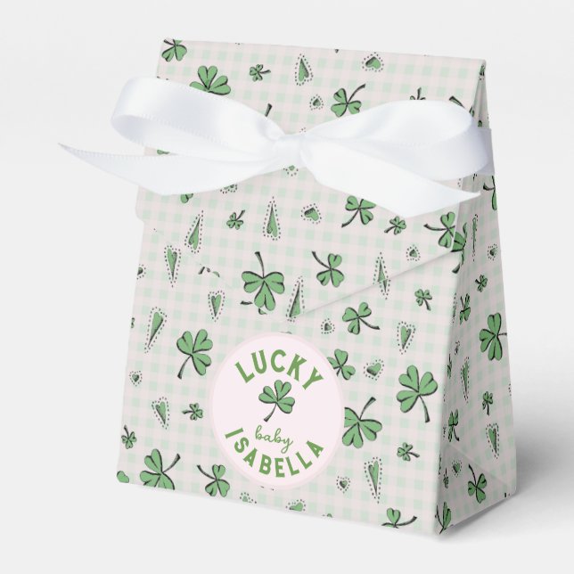 Lucky Baby Pink and Green St Paddys  Favor Box (Front Side)