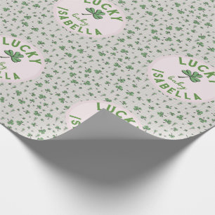 Lucky Baby Pink and Green St Paddys Wrapping Paper